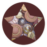 Brown Button Star Sticker