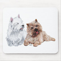 Brown Cairn and Westie Terriers Mousepad