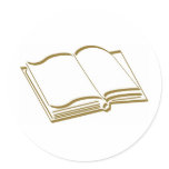 Brown Calligraphic Line Blank Book Round Sticker