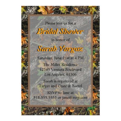 Brown - Camo Bridal Shower Invitations