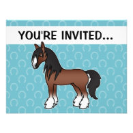 Brown Cartoon Gypsy Vanner Shire Clydesdale Announcement