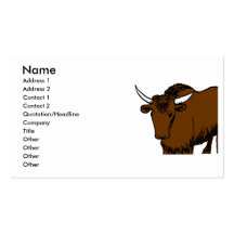 Brown Cartoon Yak Business Cards