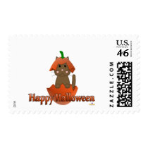 Brown Cat Pumpkin Happy Halloween stamps