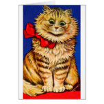 Brown Cat With Red Ribbon (Vintage Image) cards