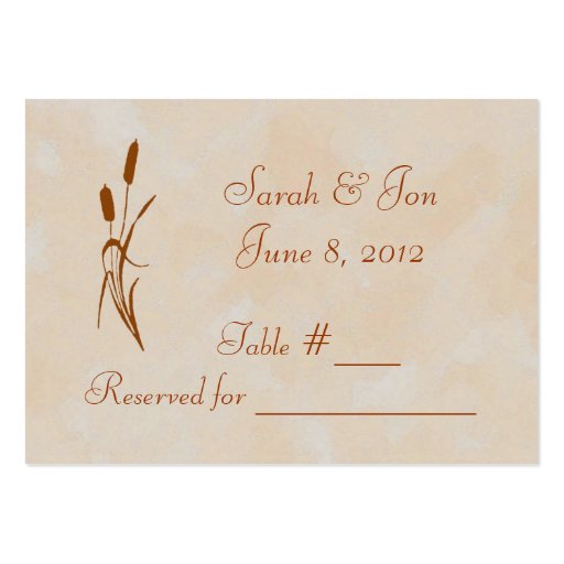 Brown Cattail Wedding Table Place Card Business Cards (front side)