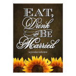 Brown Chalkboard Sunflower Wedding Invitations