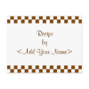 Brown Checkerboard Recipe Cards postcard