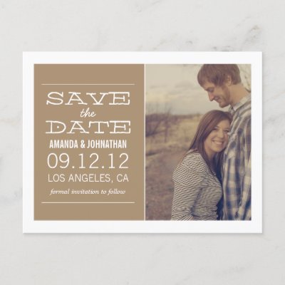 Brown Chic Photo Save The Date Post Cards
