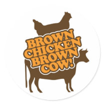 Brown Chicken Brown Cow - Cooper stickers by visualnewbie Brown Chicken Brown Cow - Cooper stickers