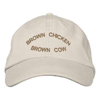 Brown Chicken Brown Cow Embroidered Hat by pixelholic