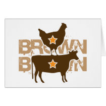 Brown Chicken Brown Cow - Grunge Greeting Card
