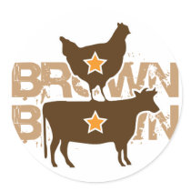 Brown Chicken Brown Cow - Grunge Round Sticker
