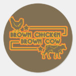 Brown Chicken Brown Cow Round Sticker