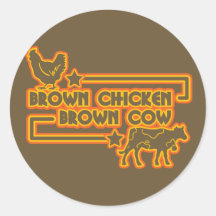Brown Chicken Brown Cow Round Sticker