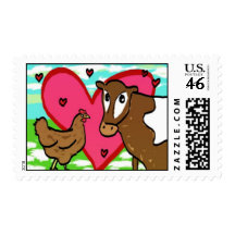 Brown Chicken Brown Cow Stamps