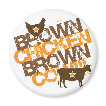 Brown Chicken Brown Cow - Vintage Orange Refrigerator Magnets