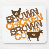 Brown Chicken Brown Cow - Vintage Orange Mouse Pad