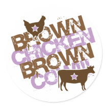 Brown Chicken Brown Cow - Vintage Pink Round Stickers