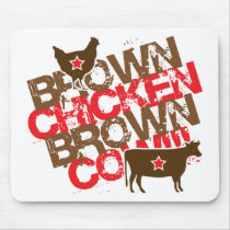Brown Chicken Brown Cow - Vintage Red Mouse Mats