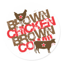 Brown Chicken Brown Cow - Vintage Red stickers by visualnewbie Brown Chicken Brown Cow - Vintage Red stickers