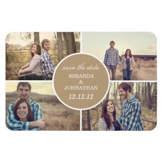 Brown Circle Design Photo Save The Date Magnet