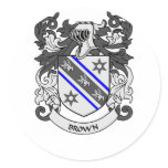 BROWN Coat of Arms Round Stickers