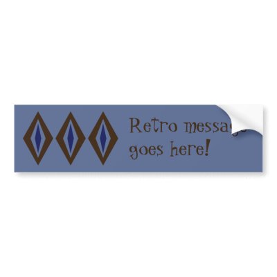 Brown & Cobalt Retro Diamond Trio Bumper Stickers by JaZilla