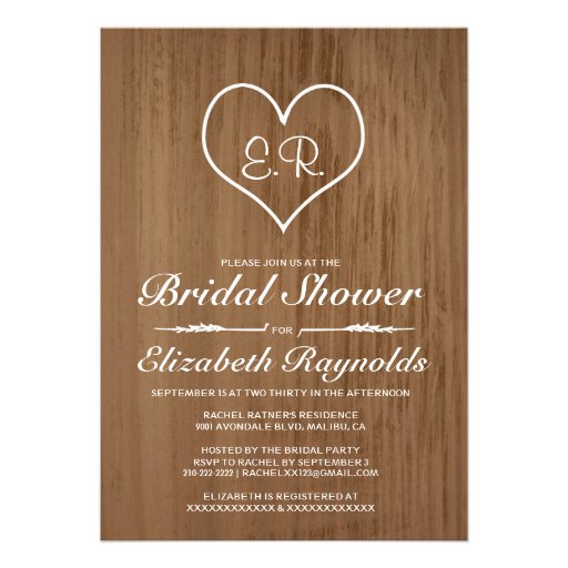 Brown Country Bridal Shower Invitations