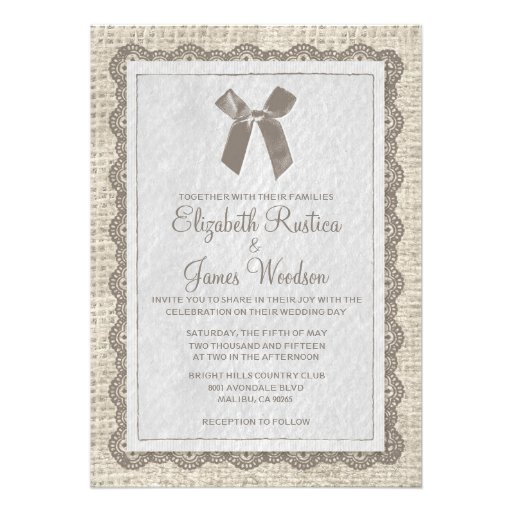 Brown Country Burlap Wedding Invitations