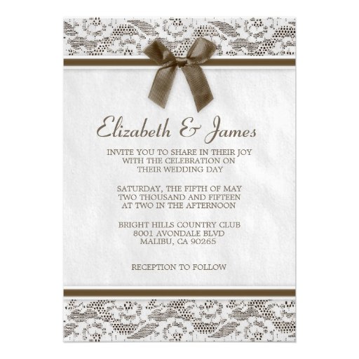 Brown Country Lace Wedding Invitations