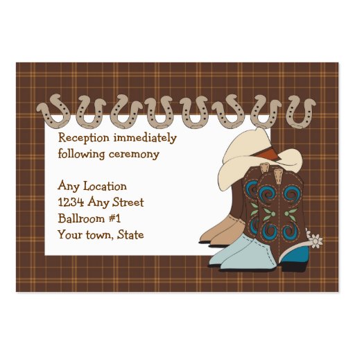 Brown Country Western Reception Cards Business Card Templates (front side)