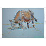 Brown Cow Grazing Painting Bronzed Bovine Cards