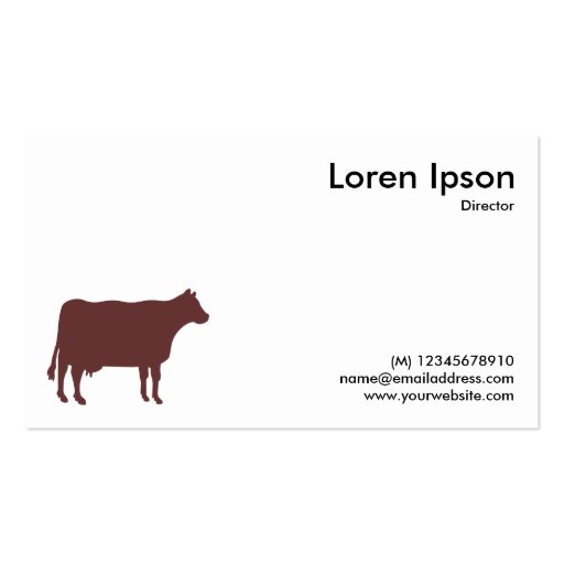 Brown Cow Symbol - White Business Cards (back side)