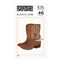 Brown Cowboy Boots Postage Stamps