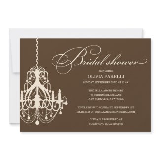 BROWN & CREAM CHANDELIER | BRIDAL SHOWER INVITE invitation
