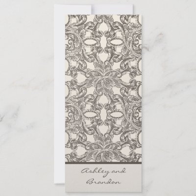 Site Blogspot  Personal Wedding Card Wordings on Cream Damask Wedding Reception Menu Cards Personalized Invitations By