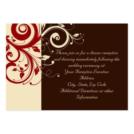 Brown/Cream/Red Reverse Swirl Business Cards (front side)
