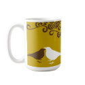Brown cute bird custom name bridal gift coffee mug mug