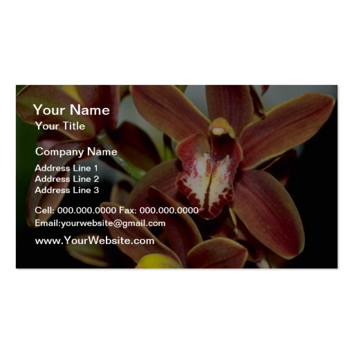 Brown Cymbidium flowers Business Card Templates (front side)