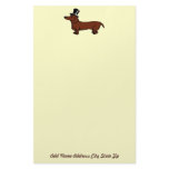Brown Dachshund Top Hat, Add Name Address City ... Custom Stationery
