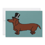 Brown Dachshund Top Hat Custom Announcements