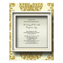 Brown Damask Anniversary Party Invitation