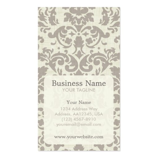 Brown Damask Appointment Business Card (front side)