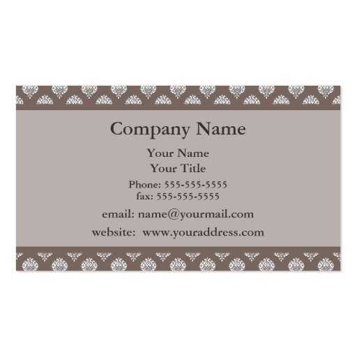 Brown Damask Appointment Reminder Business Card