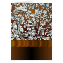 Brown damask floral pattern cards