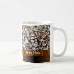 Brown damask floral pattern coffee mug