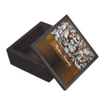 Brown damask floral pattern premium jewelry boxes