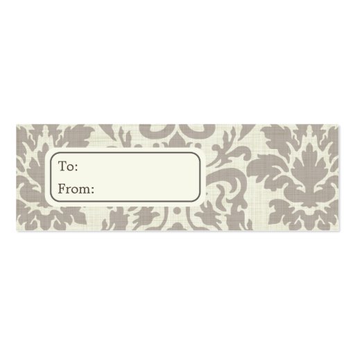 Brown Damask Gift Tags, Profile Cards Business Card (back side)