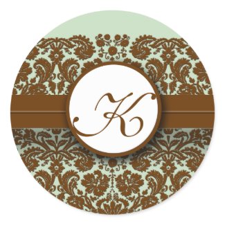 Brown Damask Green Blue -You Choose Colour Stickers sticker
