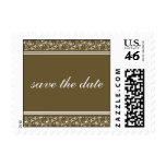 Brown Damask Save the Date Postage